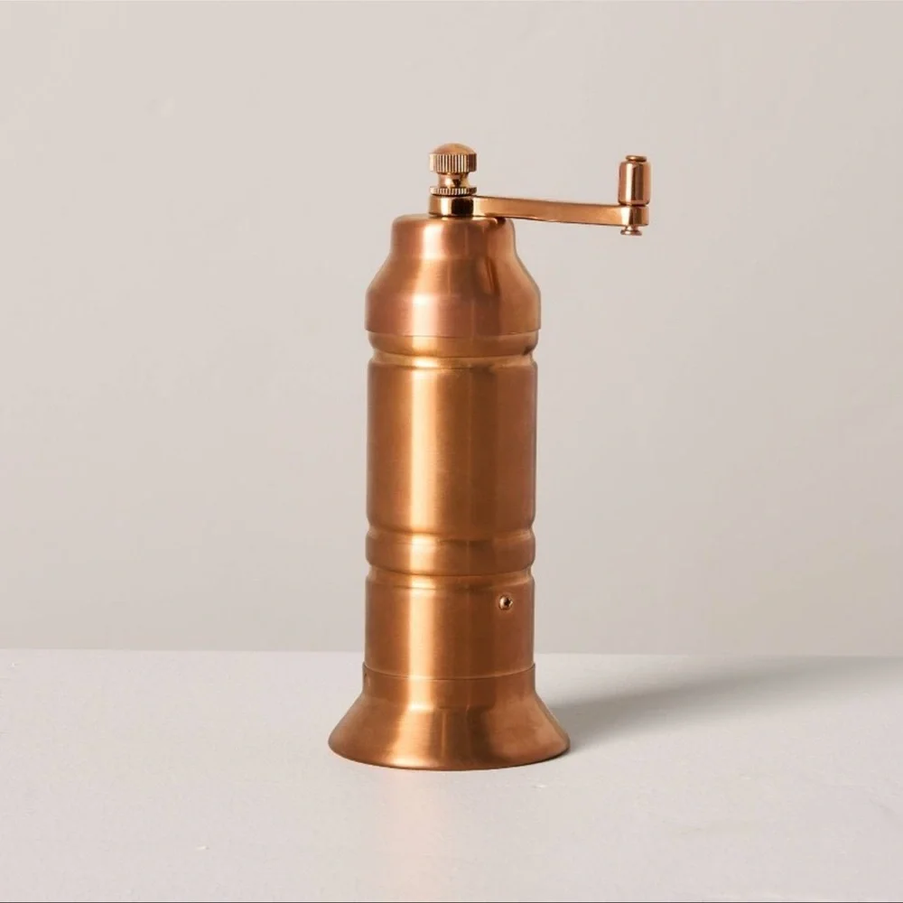 Hearth & Hand SHORT Salt / Pepper Crank Grinder Copper Finish Stainless Steel